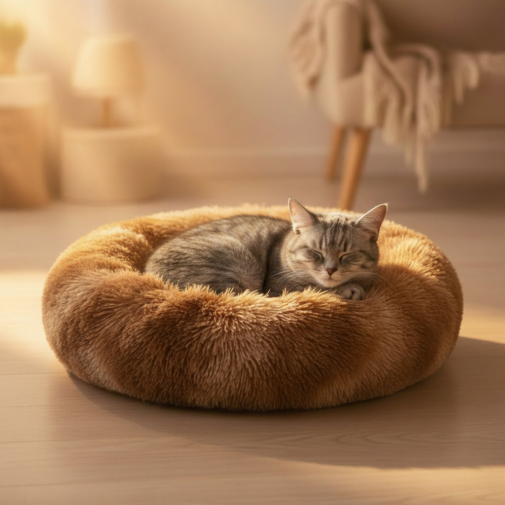 Lit Rond Ultra Douillet - cocon chaleureux pour chats et chiens (40-90cm) Animondes